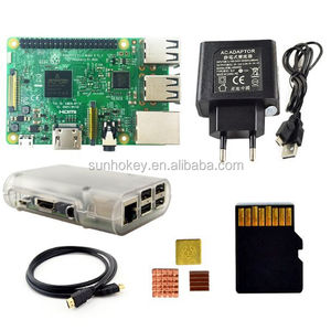 Raspberry Pi Modello B Starter Kit 3 con Pi 3 Bordo + 16G scheda di memoria + Cavo + EU caso di alimentazione + Dissipatore di Calore + Trasparente Raspberry pi 3