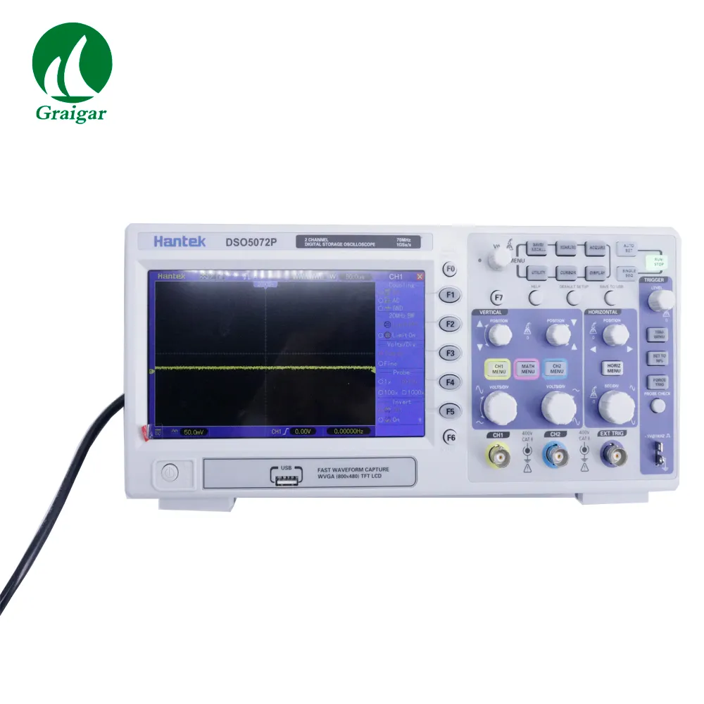 Hantek-osciloscopio de almacenamiento Digital DSO5072P, 2 canales, 70MHz, 1GS/s, frecuencia de muestra en tiempo Real, puerto USB
