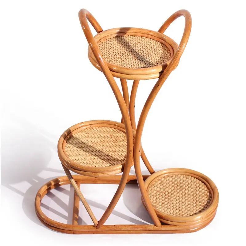 Soporte de madera de ratán para plantas, muebles de interior, maceta