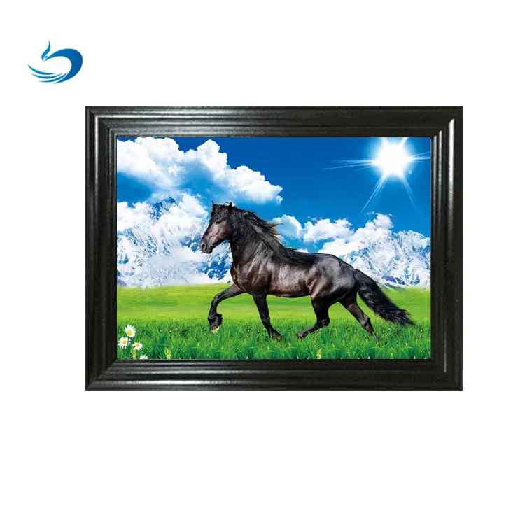 Arte moderna bela foto lenticular 3d de cavalo preto