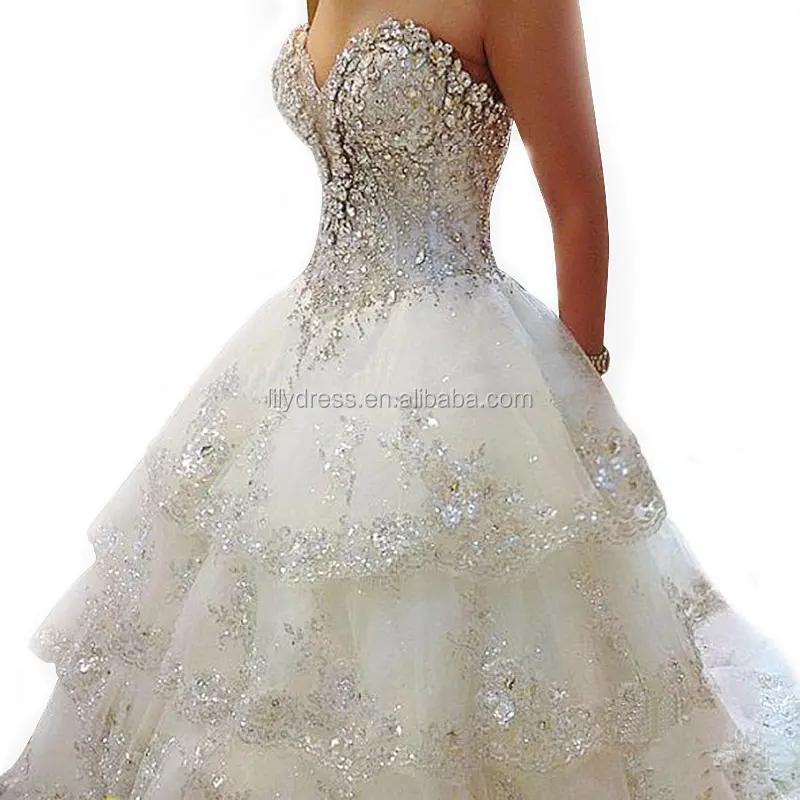 LL004 abito da sposa in cristallo con scollo a cuore e scollo a cuore con strass avorio di lusso personalizzato personalizzato