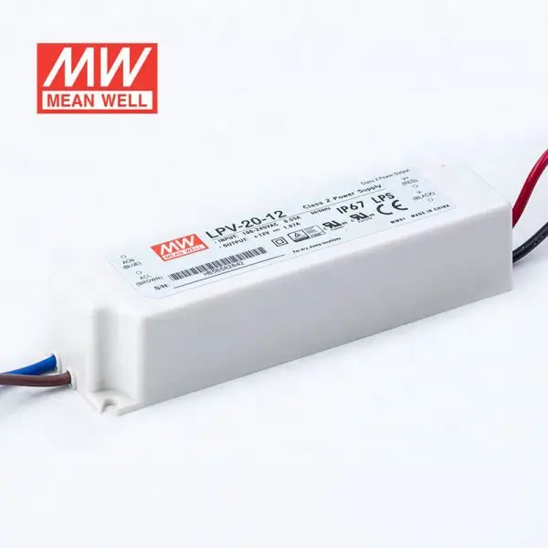 LPV-20 series 20W 5V 12V 15V 24V светодиодный драйвер AC-DC PSU IP67 MEAN WELL SMPS импульсный источник питания