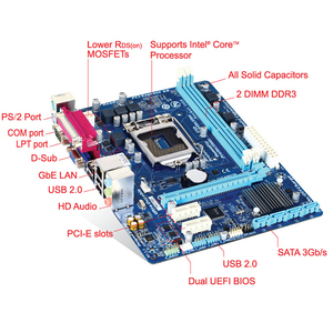 GIGABYTE Intel H61M-DS2 usato scheda madre con Intel LGA1155 <span class=keywords><strong>Socket</strong></span> Intel H61 mATX scheda madre (GA-H61M-DS2)
