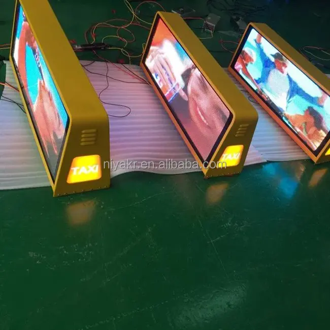 Niyakr shenzhen nieuwe slanke taxi light box taxi top bewegende advertenties lichtbak led teken panel board scherm