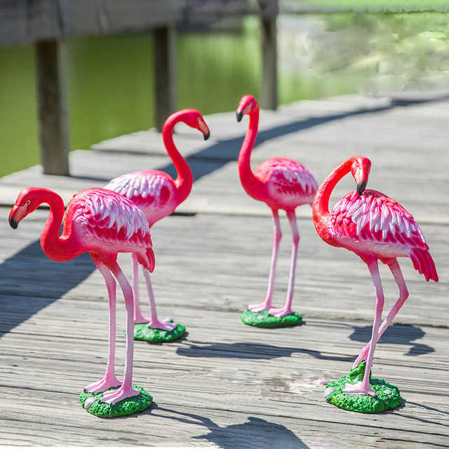Window Display Decorative Life Size Flamingo Statue Resin Fiberglass Animal Sculpture
