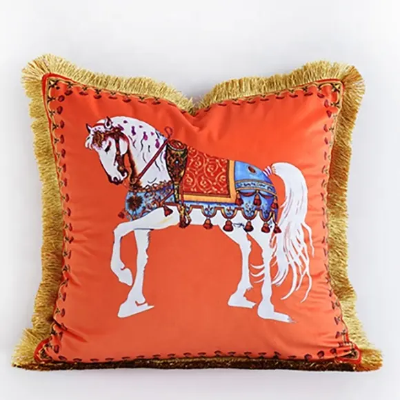 Funda de cojín suave de caballo personalizada, diseño de lujo, alta calidad, decorativa