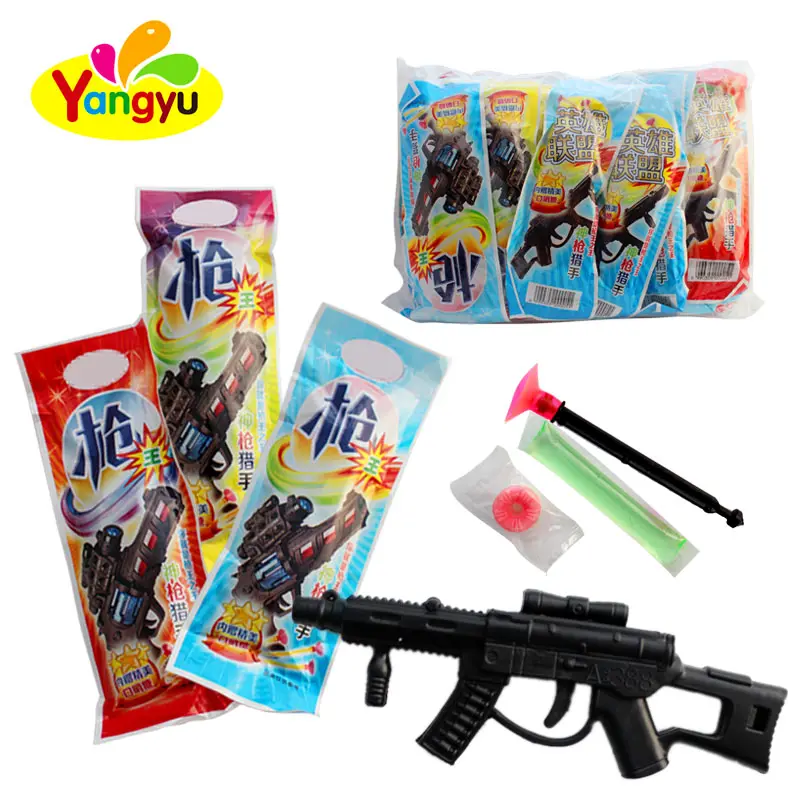 Пластиковые съемки игрушечный пистолет со свистком конфеты желе конфеты