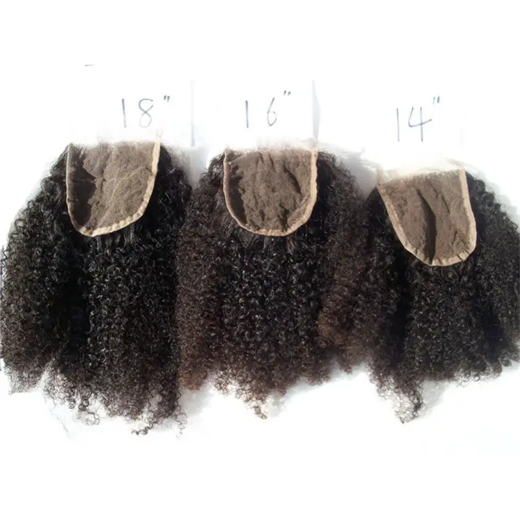 4c Afro Kinky Curly Lace Closure for Black Women Brazilian Virgin Remy Hair Top Closure 4*4 can be dyed