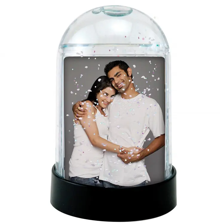 Venda quente Personalizado moldura de plástico foto globo de neve