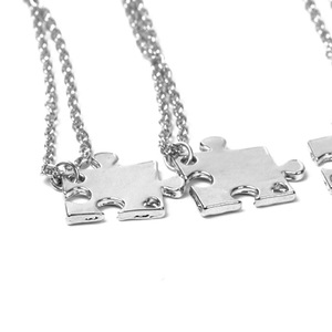 Moda takı Seti Harita 4 Bulmaca Parçası Kolye Alaşım Best Friends Kolye - Product Image 3