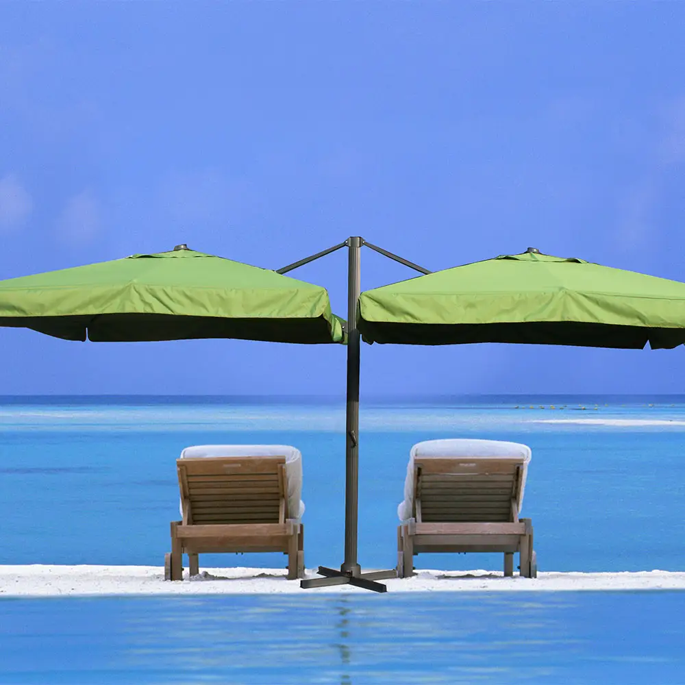 Mefo — parapluie de plage Double, en aluminium, 10ft, Patio à deux têtes, robuste, pour jardin, plage