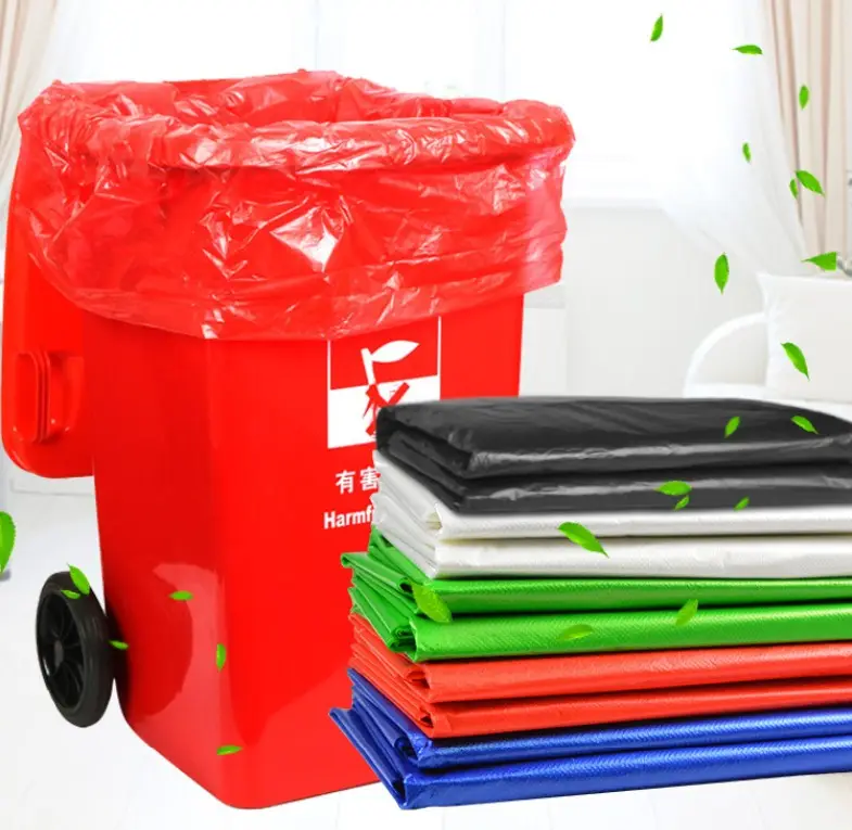 Sacos de lixo reciclado cor preta atacado 55 60 pacote de saco plástico de lixo sacos de lixo galão heavy duty