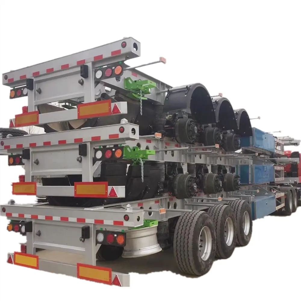 3 Axles 20ft/40ft/45ft Skeleton/ Flatbed Container Semi Trailer For Sale