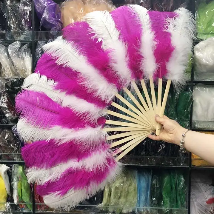 De alta calidad de Burlesque dos Color doble Color Fans de plumas de avestruz para baile de disfraces de Carnaval