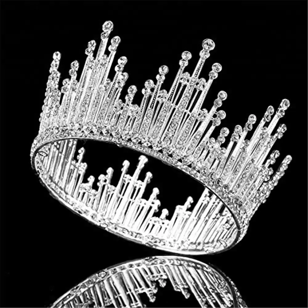 Coroa de coroa de liga de zinco, para casamento, festa de noiva, com arco redondado, exclusivo, moderno