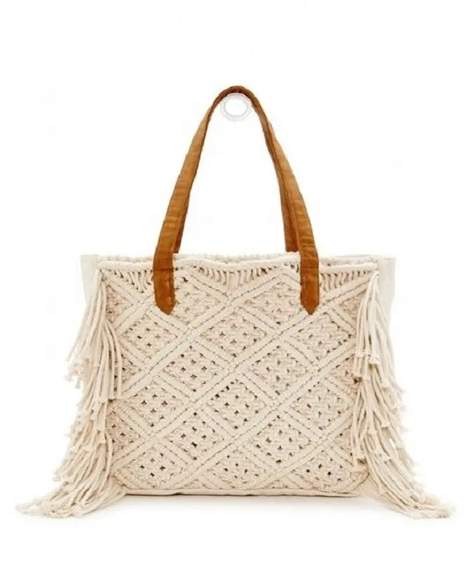 Fatti a mano Macrame Modello Tote Slouch Spalla Borse Da Spiaggia