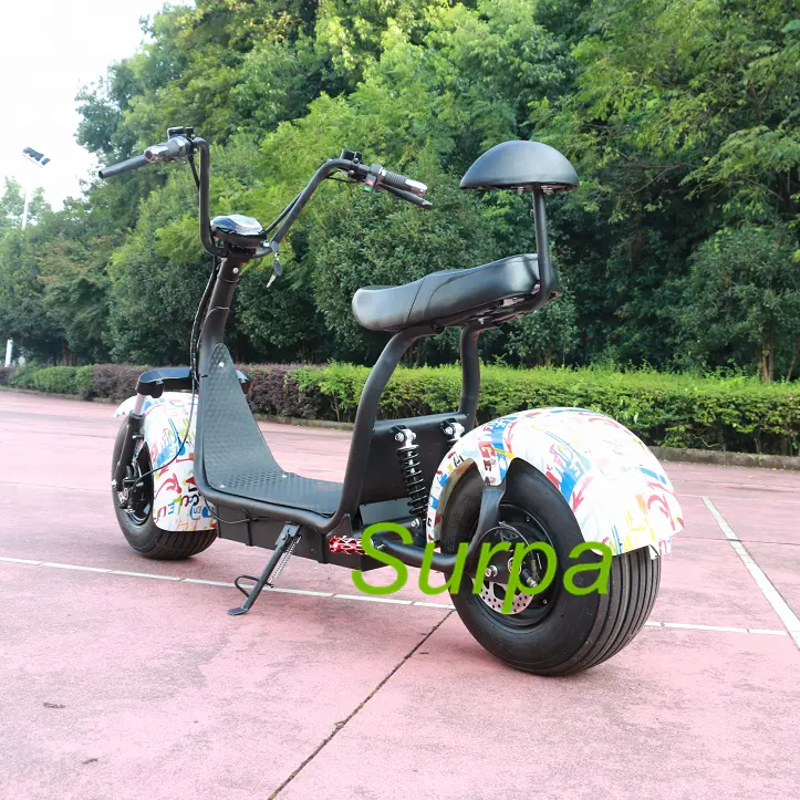 Citycoco e-patinete eléctrico de alta calidad, neumático ancho de 2000w y 1500w, mini motocicleta eléctrica a la venta, escúter eléctrico importado de china