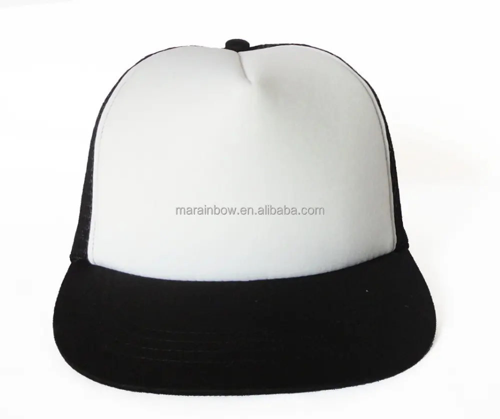 Nuevo Vintage 2 Tono de camionero sombrero negro de malla gorra de algodón blanco de espuma de malla de sombrero de camionero 5 paneles gorra de béisbol