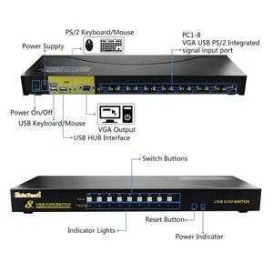 JideTech <strong>KVM</strong> <strong>Switch</strong> VGA 8 Port Kits With 70 in <strong>KVM</strong> Cables for PC or Security Display Video and Audio Switching