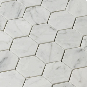Wholesale Popular Wall and Flooring Decoration Tile Bianco Carrara <strong>Marble</strong> <strong>2</strong>&quot; Hexagon Mosaic