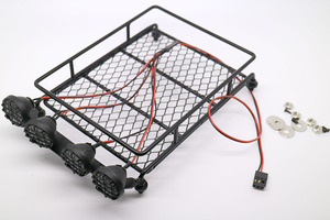 Siyah 1/10 RC kaya paleti aksesuarları alüminyum bagaj tepsisi boyutu W/ 4 beyaz LED ışık Bar - Product Image 2