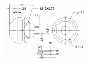 FILM Yeni Varış 12mm PBS-33B Plastik Anlık Normal Açık basmalı düğme anahtarı kırmızı siyah - Product Image 6