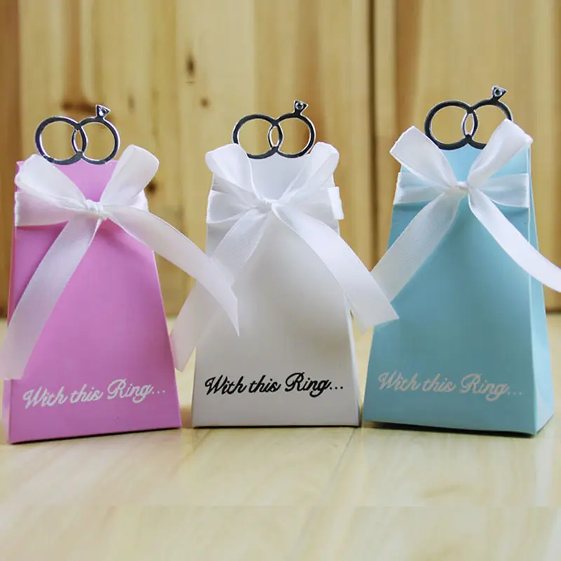 Caixa de doces de papel personalizada do casamento do anel