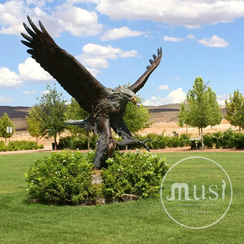 Sculpture d'aigle en laiton et métal Bronze, décorations de jardin, grande taille