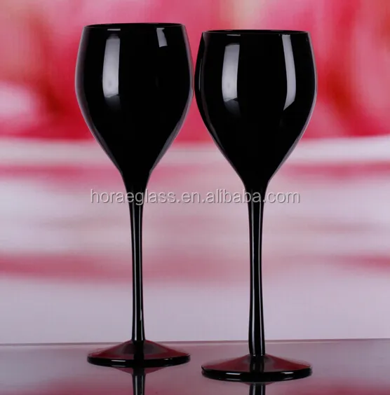 Copa de vino de color negro soplado a mano, barata, venta al por mayor
