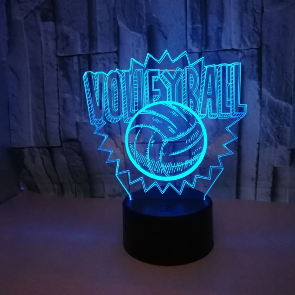 Lámpara LED de voleibol 3D para niños, Interruptor táctil, 7 colores, Usb, 3D luz nocturna, iluminación para dormir