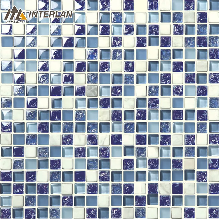Telha mosaica de vidro de cristal azul da cor para a decoração da casa para a piscina