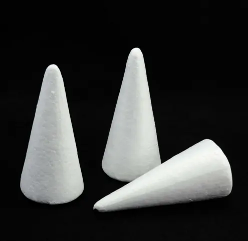 Cono de espuma de poliestireno blanco para manualidades, cono de espuma de poliestireno para bricolaje, suministros de decoración para fiesta de árbol de navidad, regalos