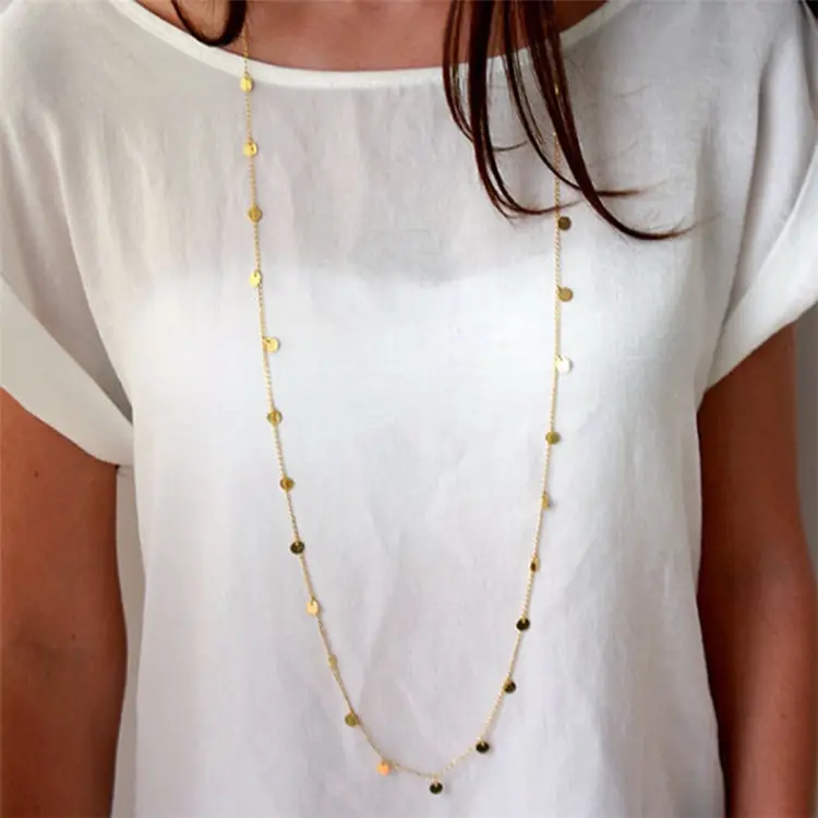 Personalità lunga nappa oro paillettes ciondolo catena collare 120cm lunga boemia collana alla moda gioielli donna dichiarazione