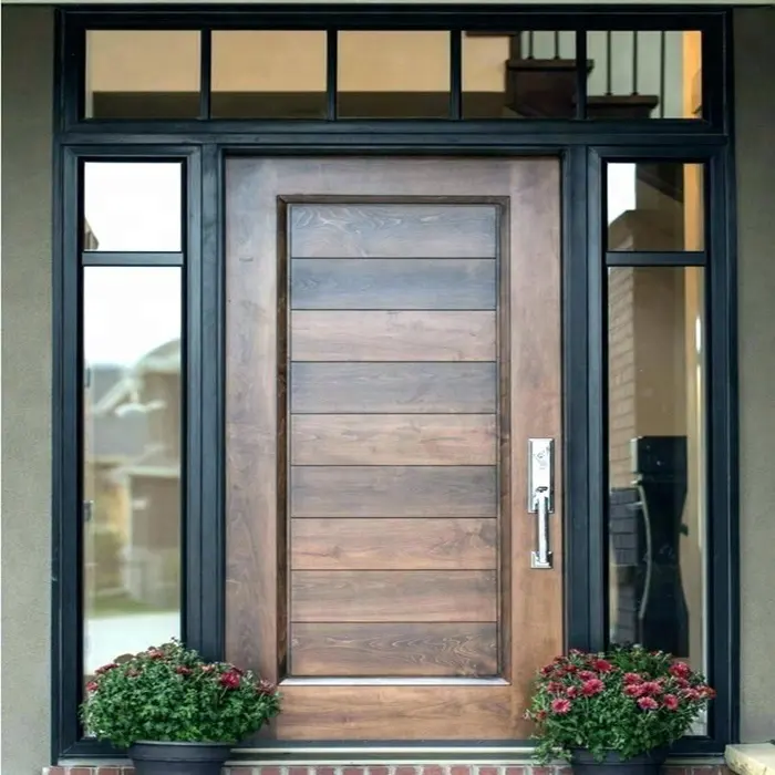 Moderno MDF ou madeira compensada e sólida porta da frente da casa de madeira projetos
