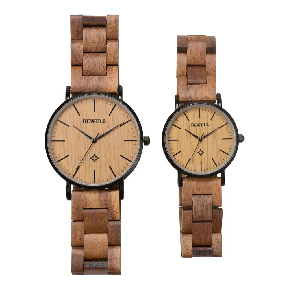 심천 시계 공장 최고 품질의 남성과 여성 스테인레스 스틸 나무 손목 시계 나무 커플 시계 연인 선물 시계