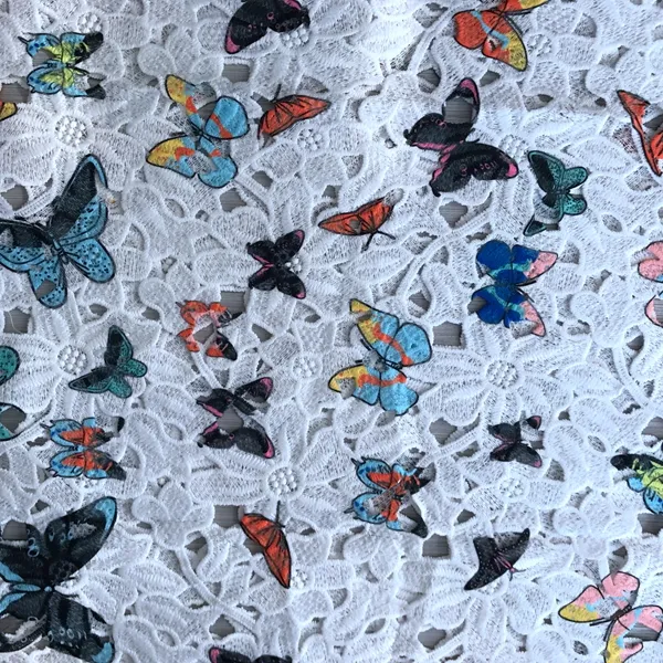 100% polyester 자 수 꽃 및 butterfly designs 니트 트리코 fabric 대 한 garment