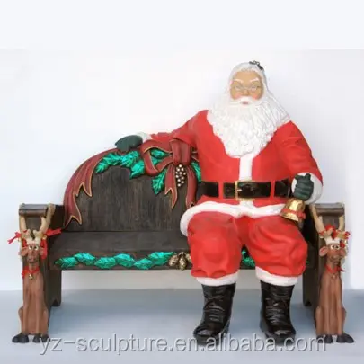Decorazione di natale all'aperto di grandi dimensioni seduta in fibra di vetro Babbo Natale scultura per la vendita