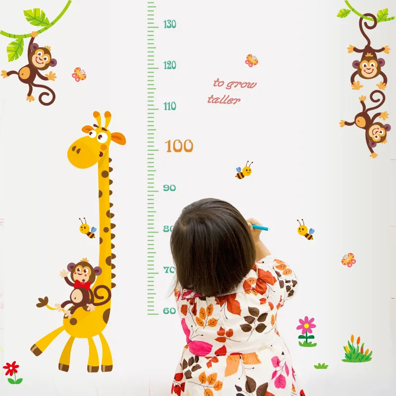 YIYAO Animal Monkey Tree Höhen tabelle Wandt attoos Giraffe Lion Kids Measure Growth Wanda uf kleber