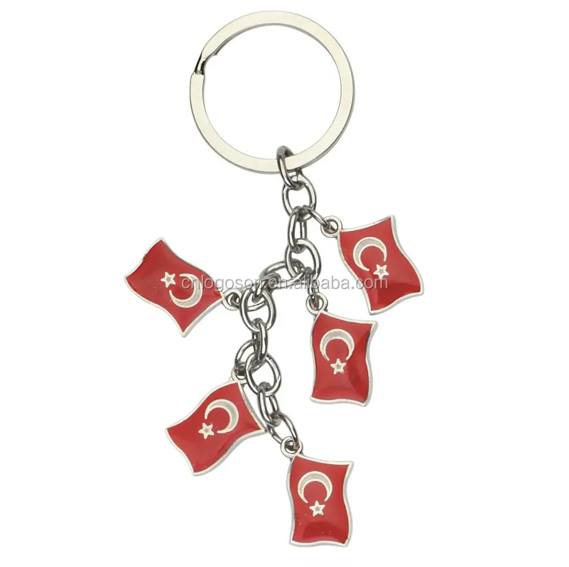 Turquía bandera recuerdo esmalte llaveros de Metal de