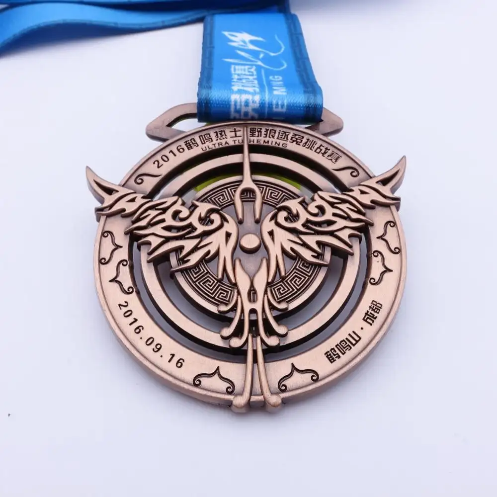 Custom antieke tinnen/koper uitdaging team medaille/vleugel uitdaging medaille van eer