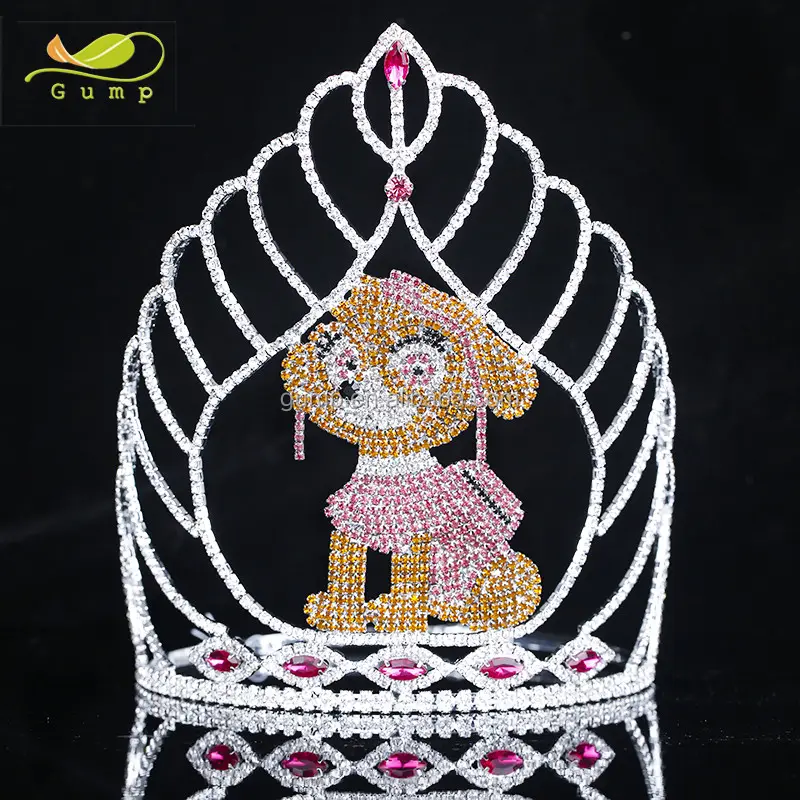 Atacado personalizado strass concurso animal coroa de cristal tiara