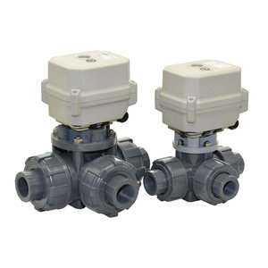 A150 15 N.M 3 yollu 1-1/2 ''DN40 plastik çift Union elektrik kontrol küresel vana manuel geçersiz kılma akış kontrol cihazı ile - Product Image 5