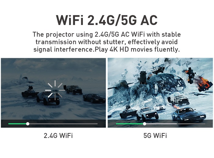 Ultra HD 4K Mobil DLP Etkileşimli Projektörler Cep Taşınabilir Ev Sineması 8