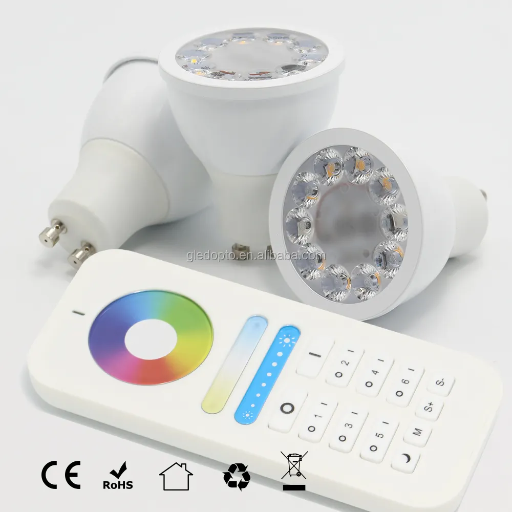Inalámbrico milight bombilla led regulable 5 W Gu 10 RGB + CCT led proyector lámpara LED inteligente, rgbw LED RGB milight RGB LED GU10