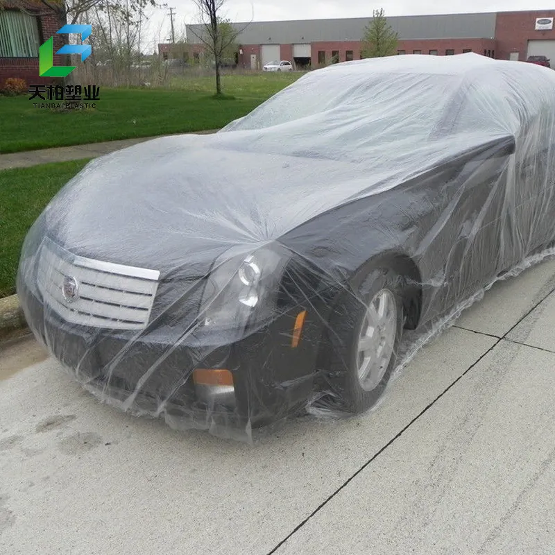 Capa de carro de plástico descartável transparente, película quente para o carro, capa protetora de plástico para o carro