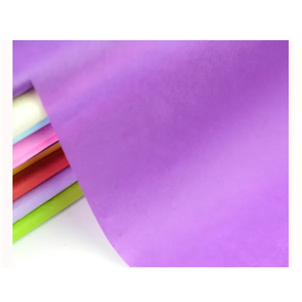 Papel de seda orgánico impreso para embalaje de productos personalizados, color morado, venta al por mayor