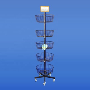 Cửa Hàng Bán Lẻ Sắt Thép Vòng Giỏ Di Động Dây Kim Loại <span class=keywords><strong>Dump</strong></span> <span class=keywords><strong>Bin</strong></span> Spinner <span class=keywords><strong>Display</strong></span> Stand - Product Image 1