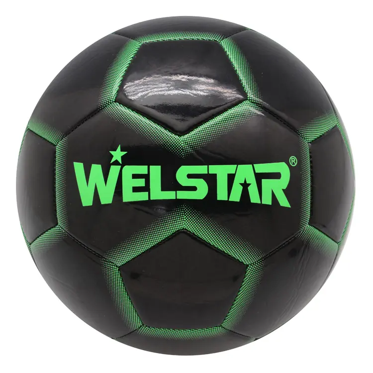 Machine Sewn Soccer Ball Black Color and Neon Football for Promotion Outdoor Sports