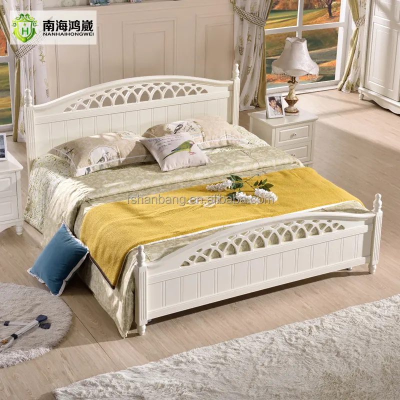 Últimos diseños de muebles de dormitorio de madera de diseño Simple blanco