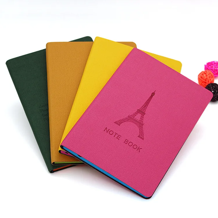 Personalizzato PersonalizedA5 Notebook In Pelle Soft Cover Stampato Bordi Colorati Red Oro Rosa Verde Blu Notebook Con Logo Goffratura